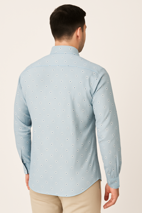 Printed Sky Blue Shirt - Image 3