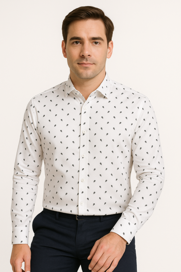 Printed White Formal Shirt - Image 5