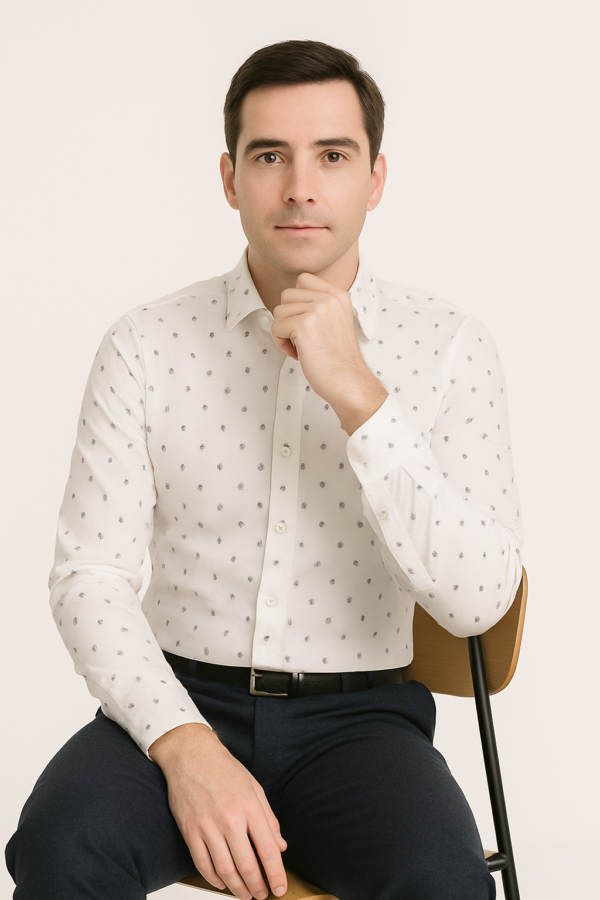 Printed White Formal Shirt - Image 6