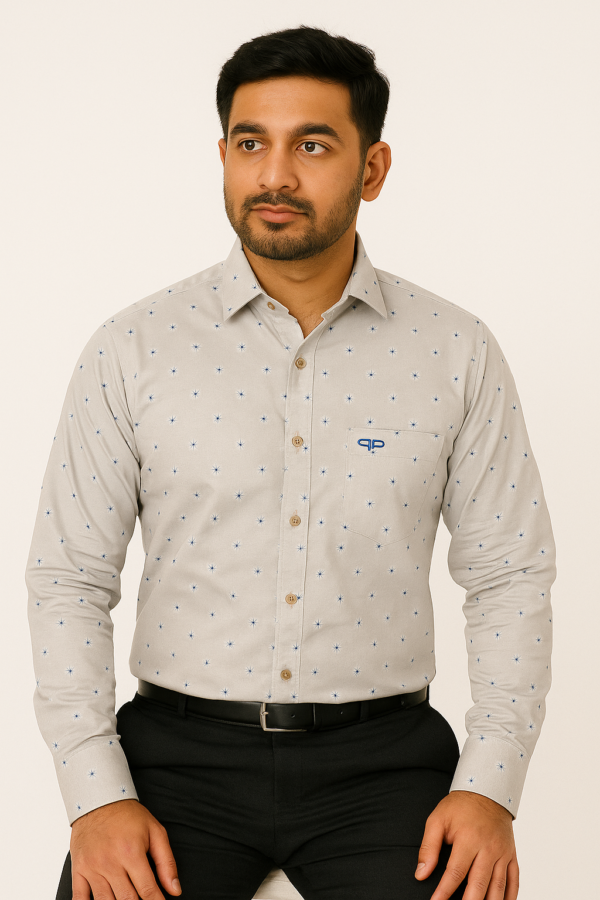 Printed Cream Formal Shirt - Image 2