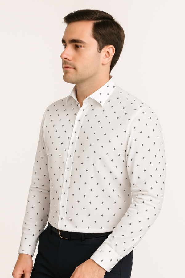 Printed White Formal Shirt - Image 3