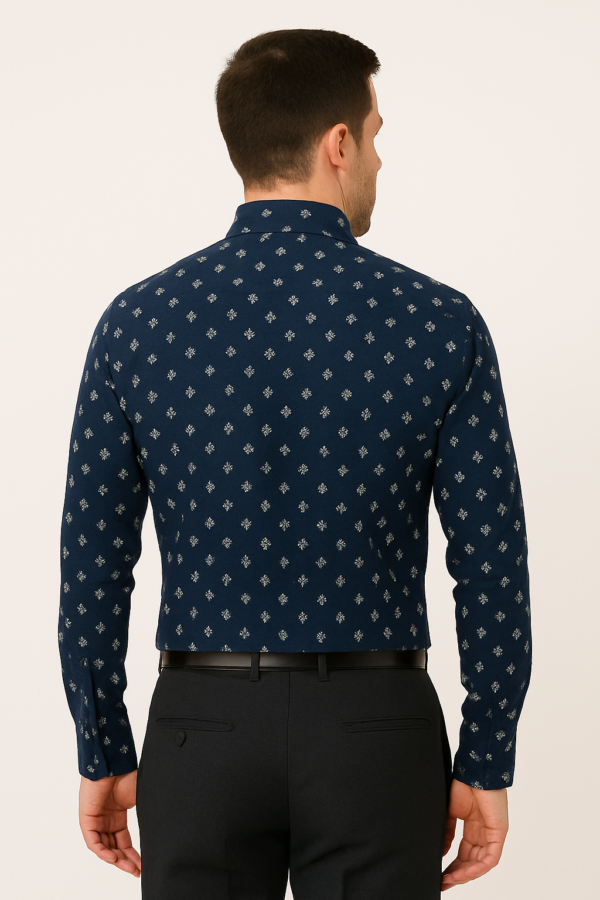 Printed Dark Blue Shirt - Image 2