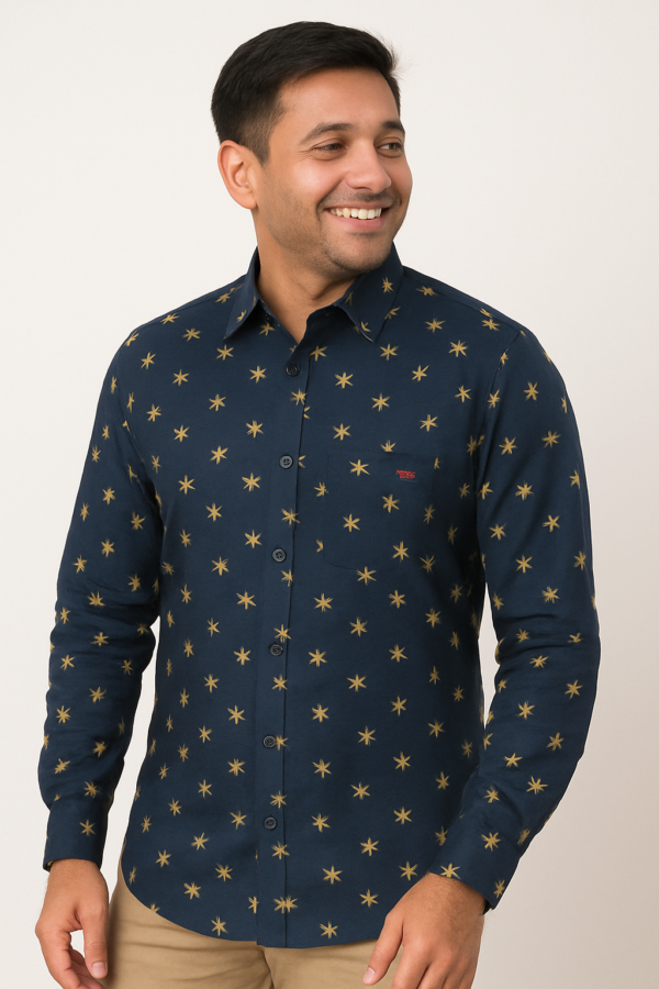 Printed Dark Blue Shirt - Image 3