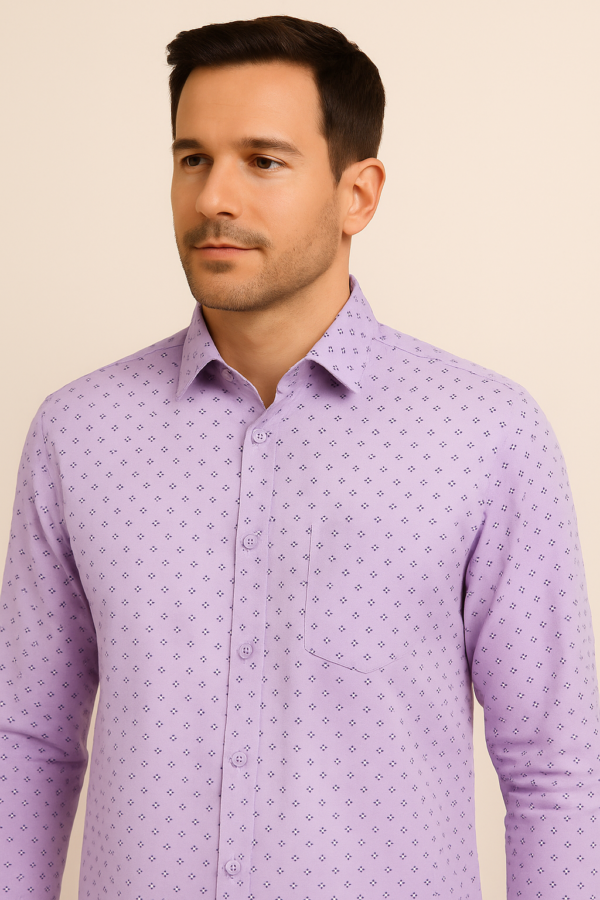Printed Formal Purple Shirt - Image 4