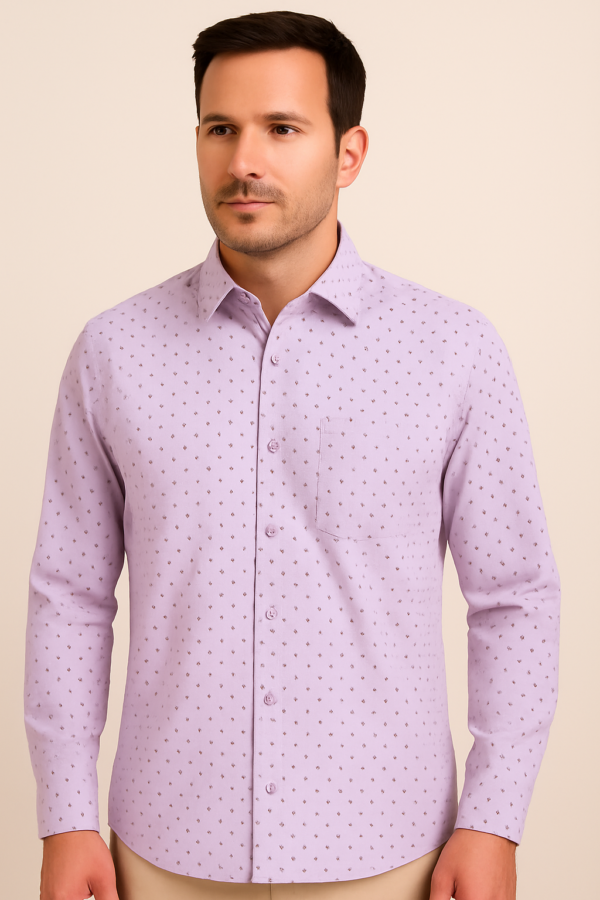 Printed Formal Purple Shirt - Image 6