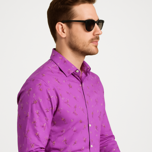 Printed Formal Purple shirt - Image 3