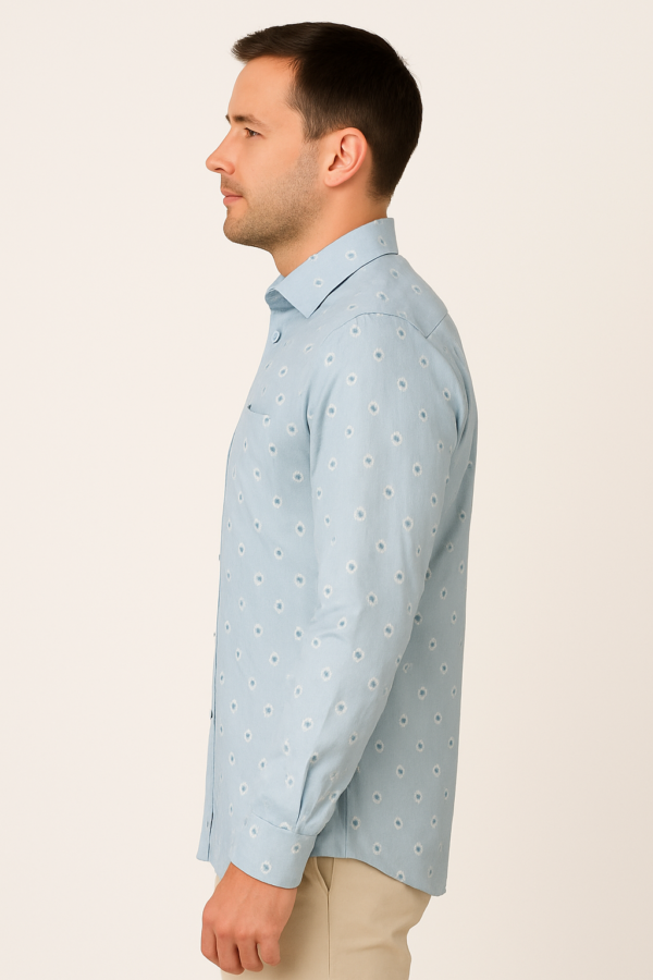 Printed Sky Blue Shirt - Image 4