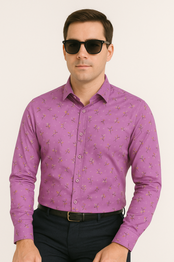 Printed Formal Purple shirt - Image 2