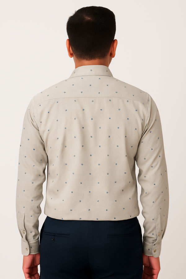 Printed Cream Formal Shirt - Image 4