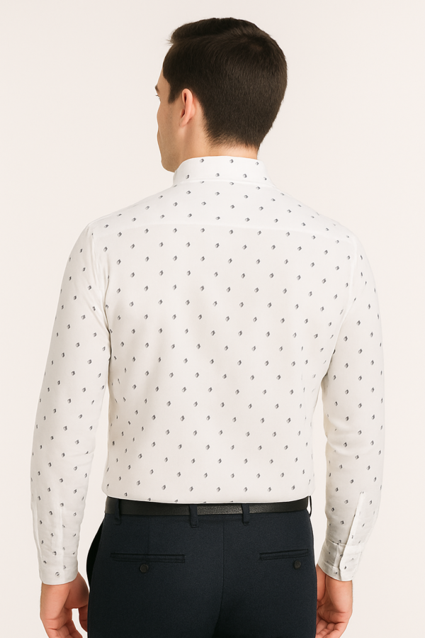 Printed White Formal Shirt - Image 4